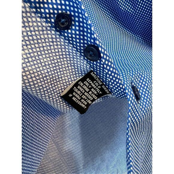 Jones New York Men's Blue Polka Dot Stretch Button-Up Shirt Size Medium - Picture 7 of 8